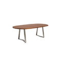 "Moderne houten eettafel met metalen poten"