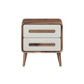 Moderne nachtkast met houten poten en twee lades